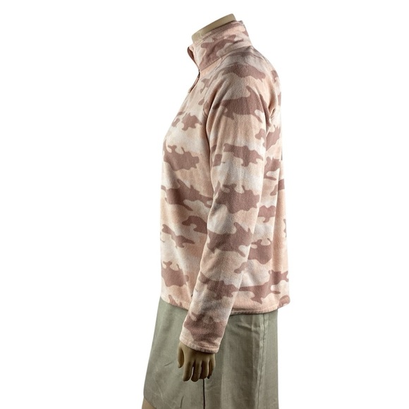 Eddie Bauer 1/4 Zip Fleece Pullover Pink Camo Print Women’s Size XL - Picture 4 of 7